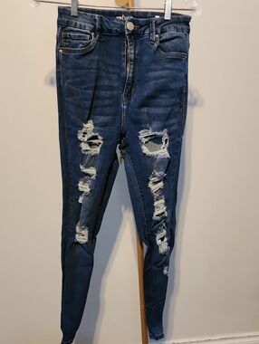 refuge Dark Blue Distressed Skinny Jeans